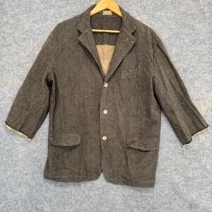 CP Shades Shirt Chore Blazer Jacket Mens Medium Cut Off Fringe Soft Cotton Brown